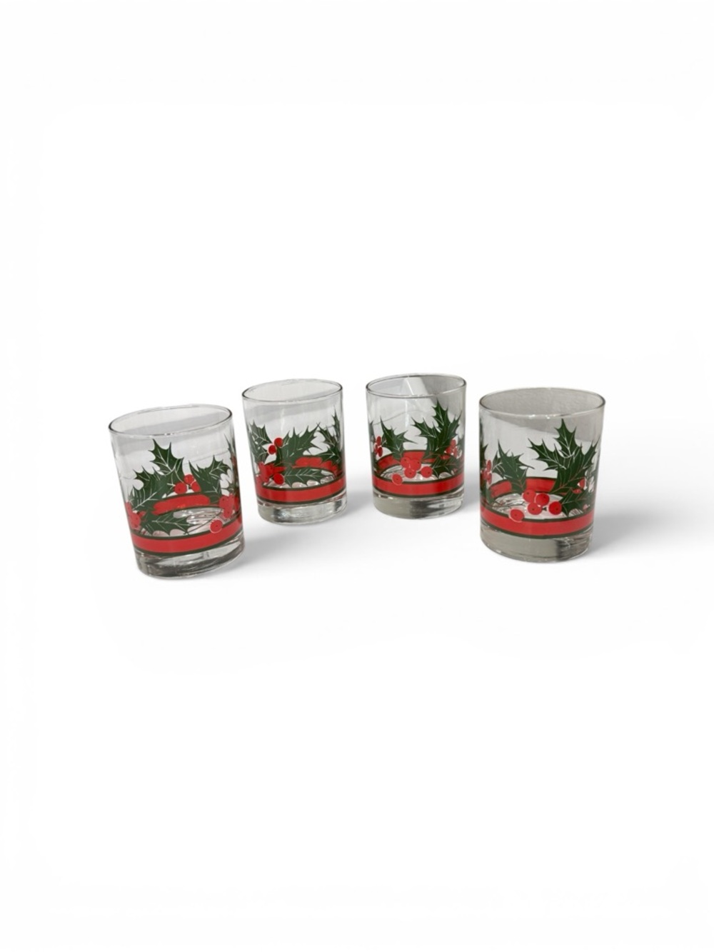 Vintage Libbey Holiday Holly & Berries Glass Tumblers set of 4 - Picture 7 of 17